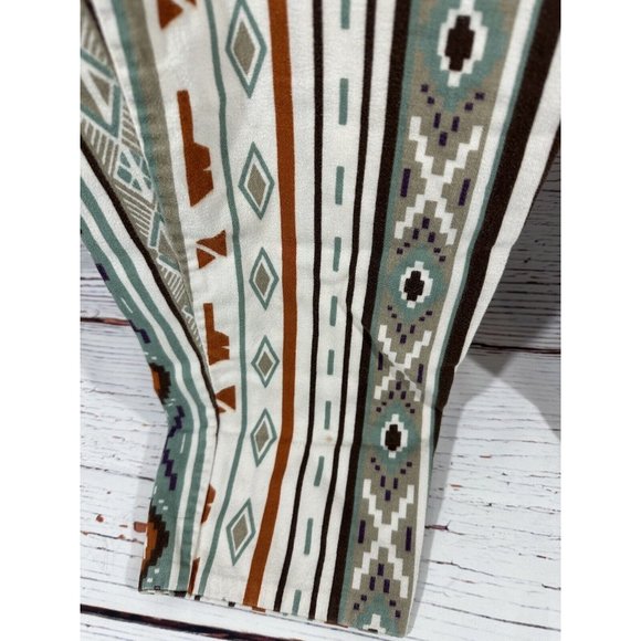 Southwest Aztec Pants Juniors High Waisted Pockets Brushed Cotton USA Vtg - Picture 8 of 16